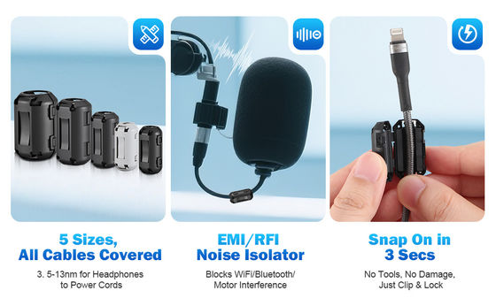 Buy Snap-On Ferrite Ring with 1MHz to 1GHz Frequency Range and 155 Ohm Impedance for Cable Noise Suppression online manufacture